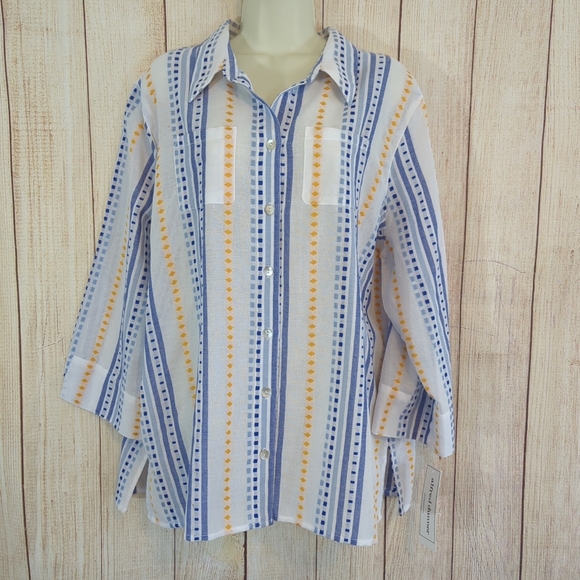 Alfred Dunner Multi Color 3/4 Sleeve Blouse/ Tunic Top XL Spring! - Picture 3 of 11